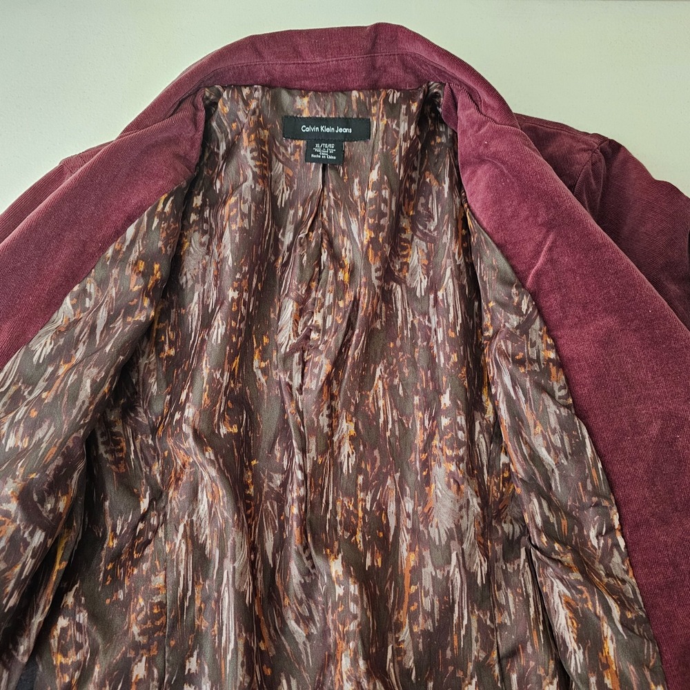 Calvin Klein‎ Jeans Womens Corduroy Sports Jacket One Button Career Burgundy  XL - Picture 3 of 10